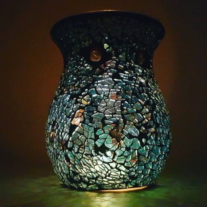 Blue and Silver Mosaic Melt Burner Shot Pot Combo melt burners Aroma Addiction